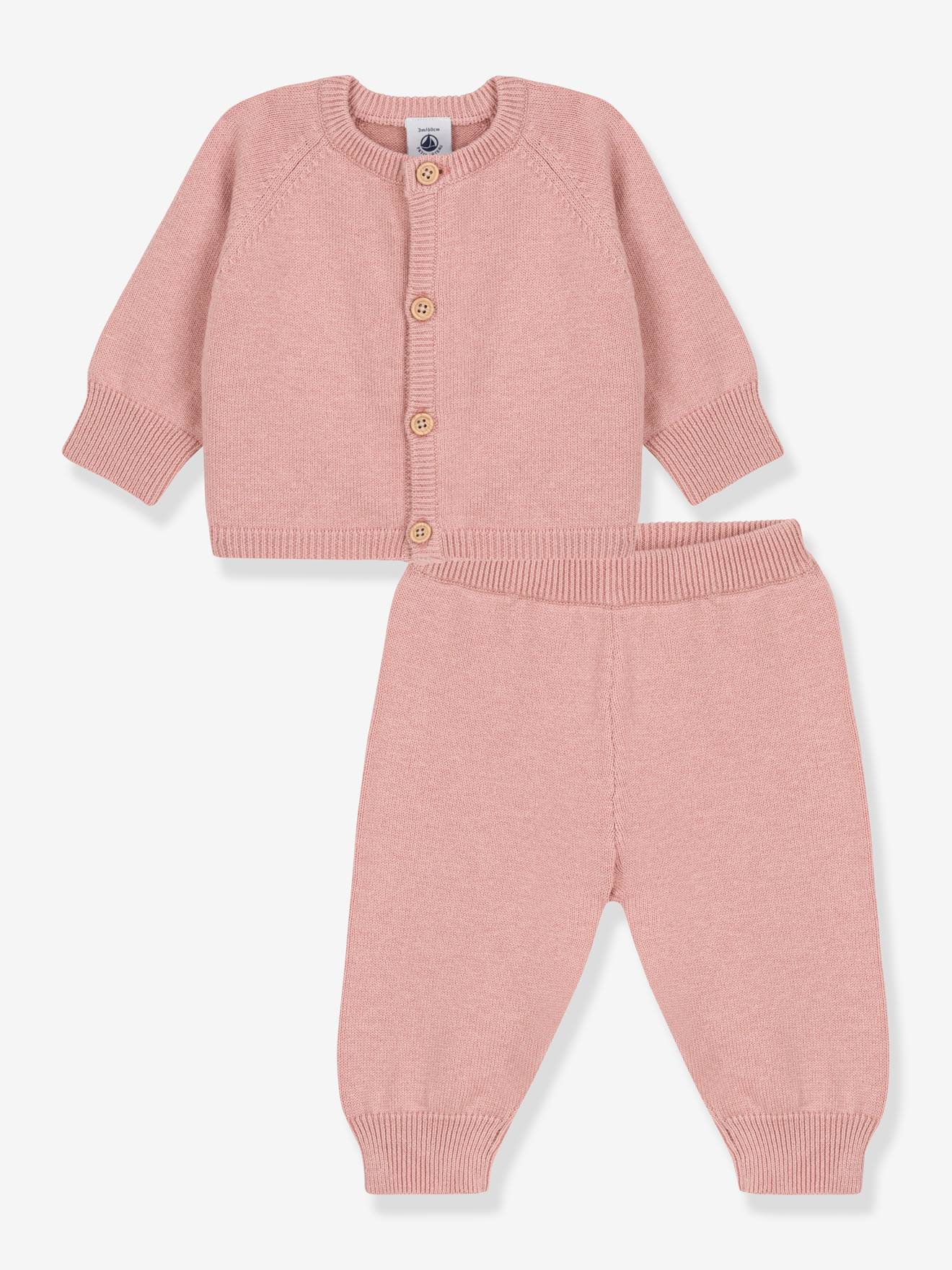 Knitted 2-Piece Set for Babies in Wool Cotton, by Petit Bateau