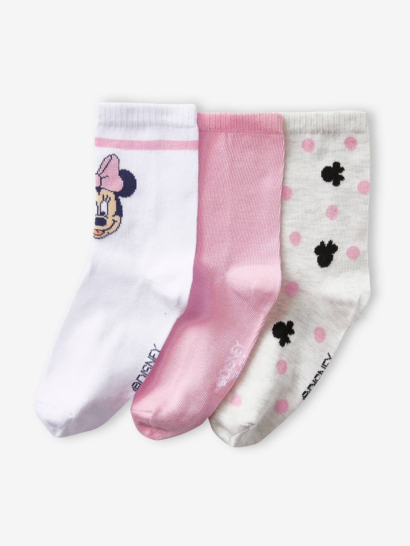 Pack of 3 Pairs of Minnie Mouse Socks by Disney(r) pink medium solid