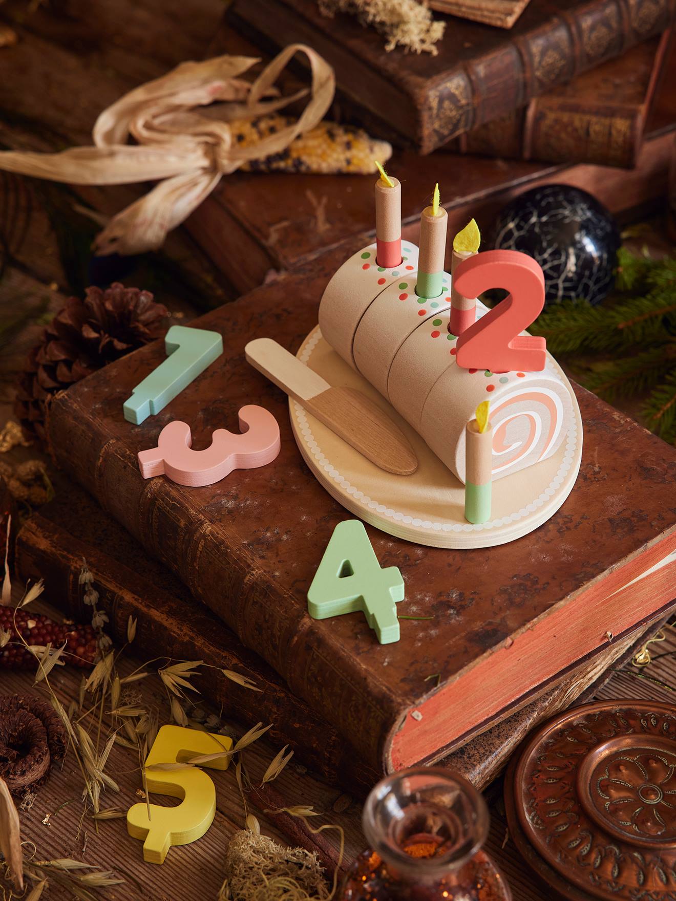 Swiss Roll Birthday Cake in FSC® Wood medium solid with design