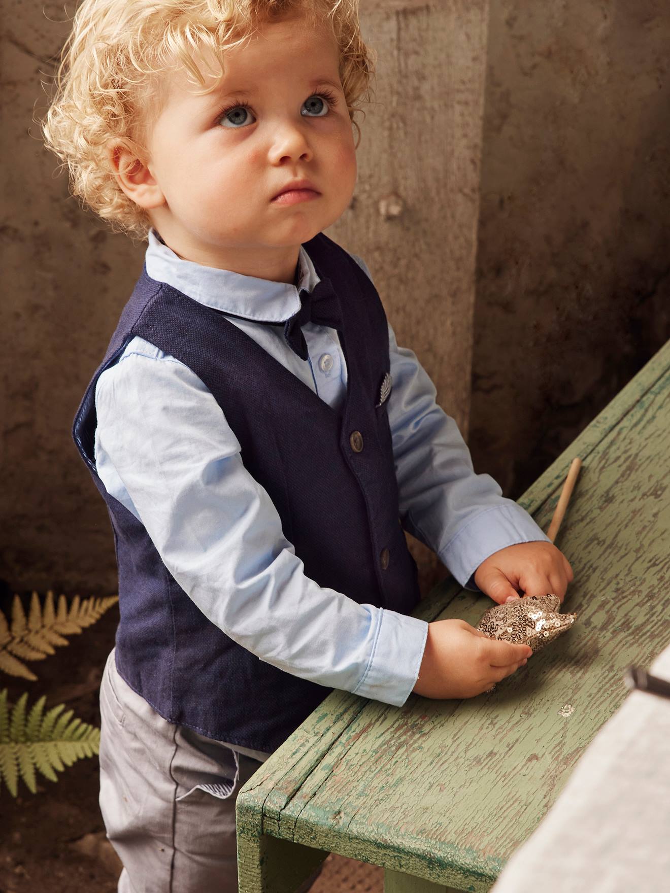 Boys fleck waistcoat suit | Navy trousers | Page boy outfit