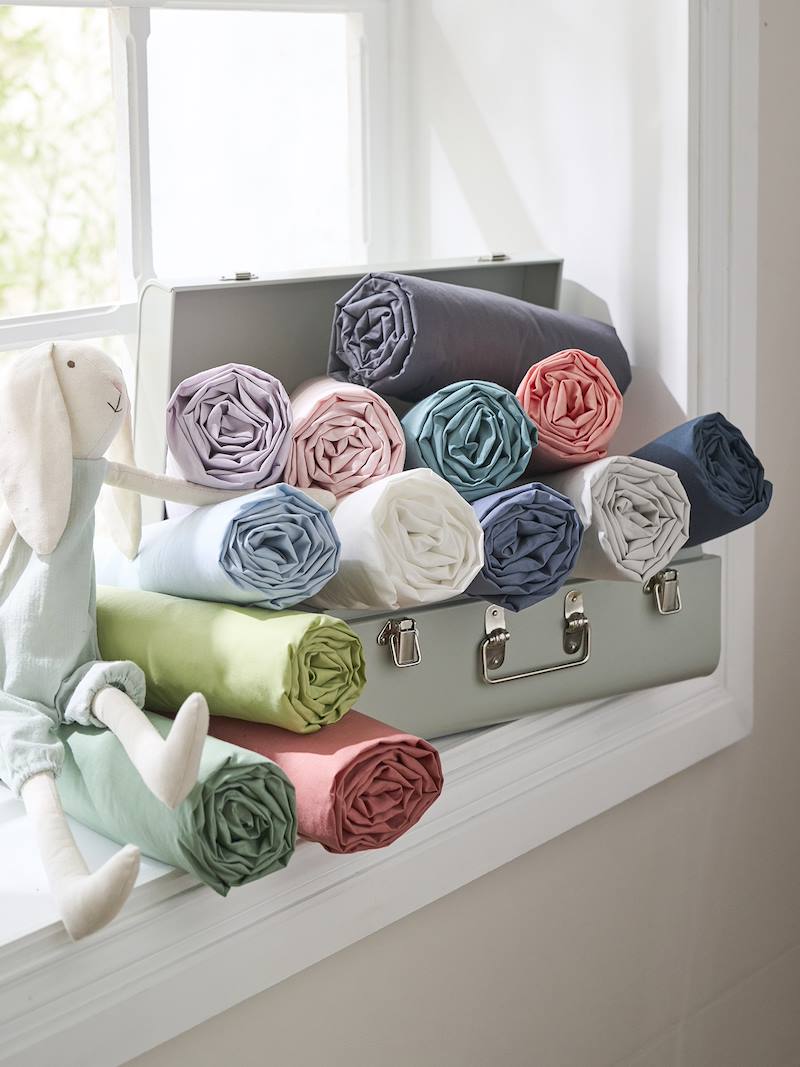 Plain Fitted Sheet for Children denim blue, Bedding & Decor Vertbaudet