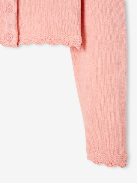 Cropped Openwork Cardigan for Girls ecru+grey blue+sweet pink 
