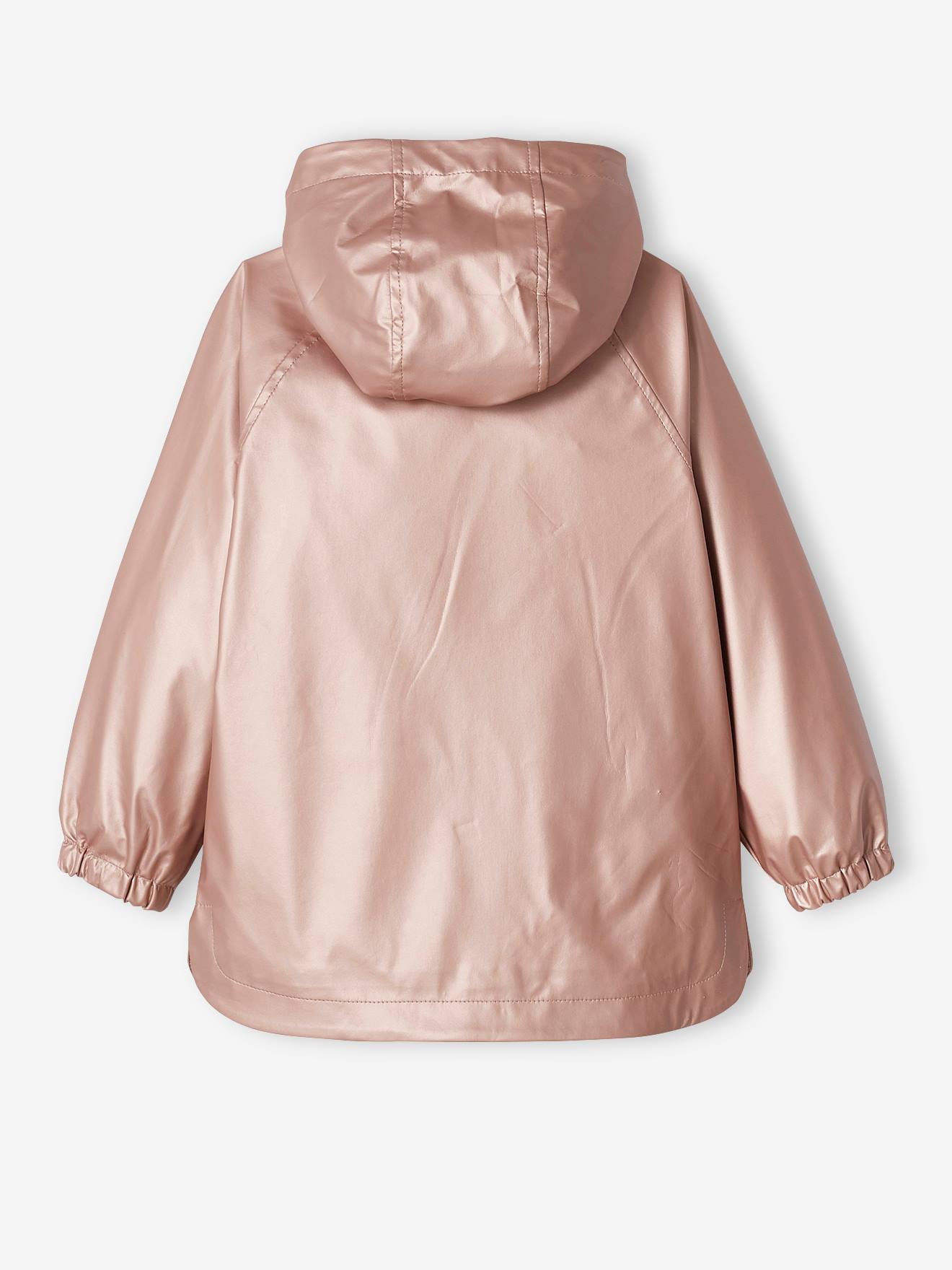 Metallised Raincoat with Hood for Girls rose Girls Vertbaudet