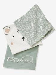 Nursery-Changing Mattresses & Nappy Accessories-Pack of 3 Muslin Squares in Cotton Gauze, In the Woods