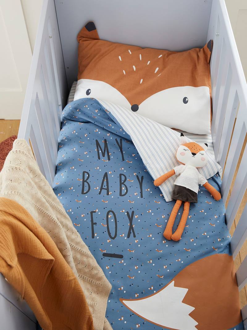 Duvet Cover for Babies, BABY FOX blue, Bedding & Decor Vertbaudet