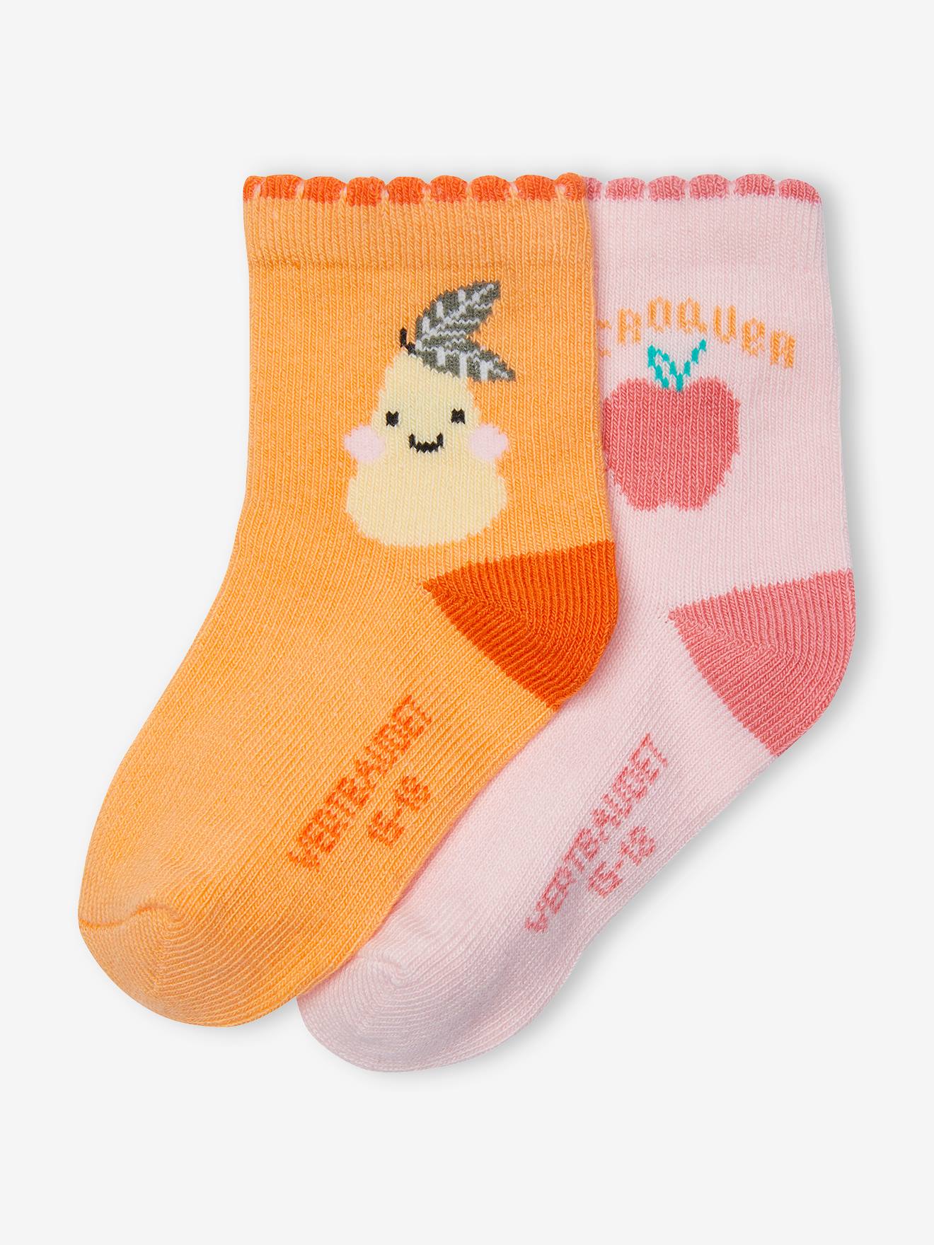 Pack of 2 Pairs of "Fruit" Socks for Babies apricot