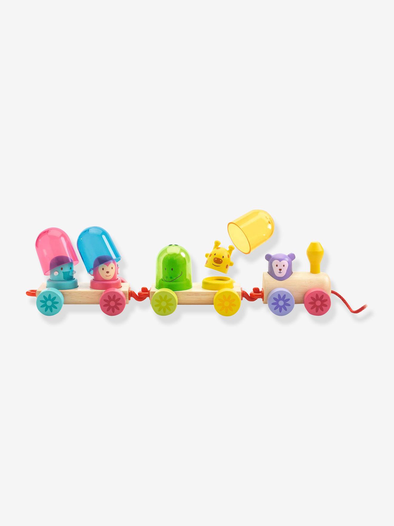 Rainbow Train Pull Toy by DJECO beige Toys Vertbaudet