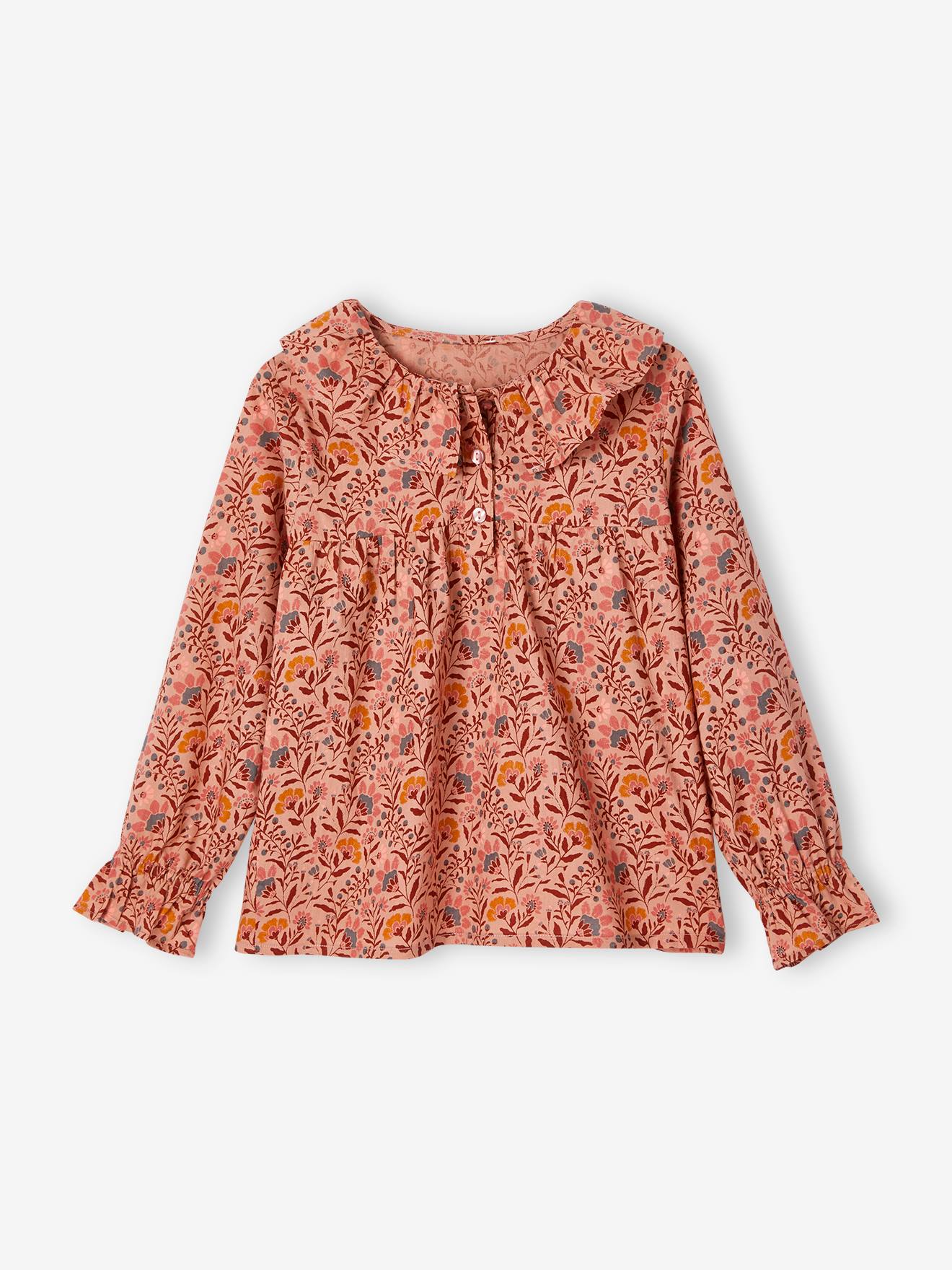 Blouse with Floral Print, for Girls blush