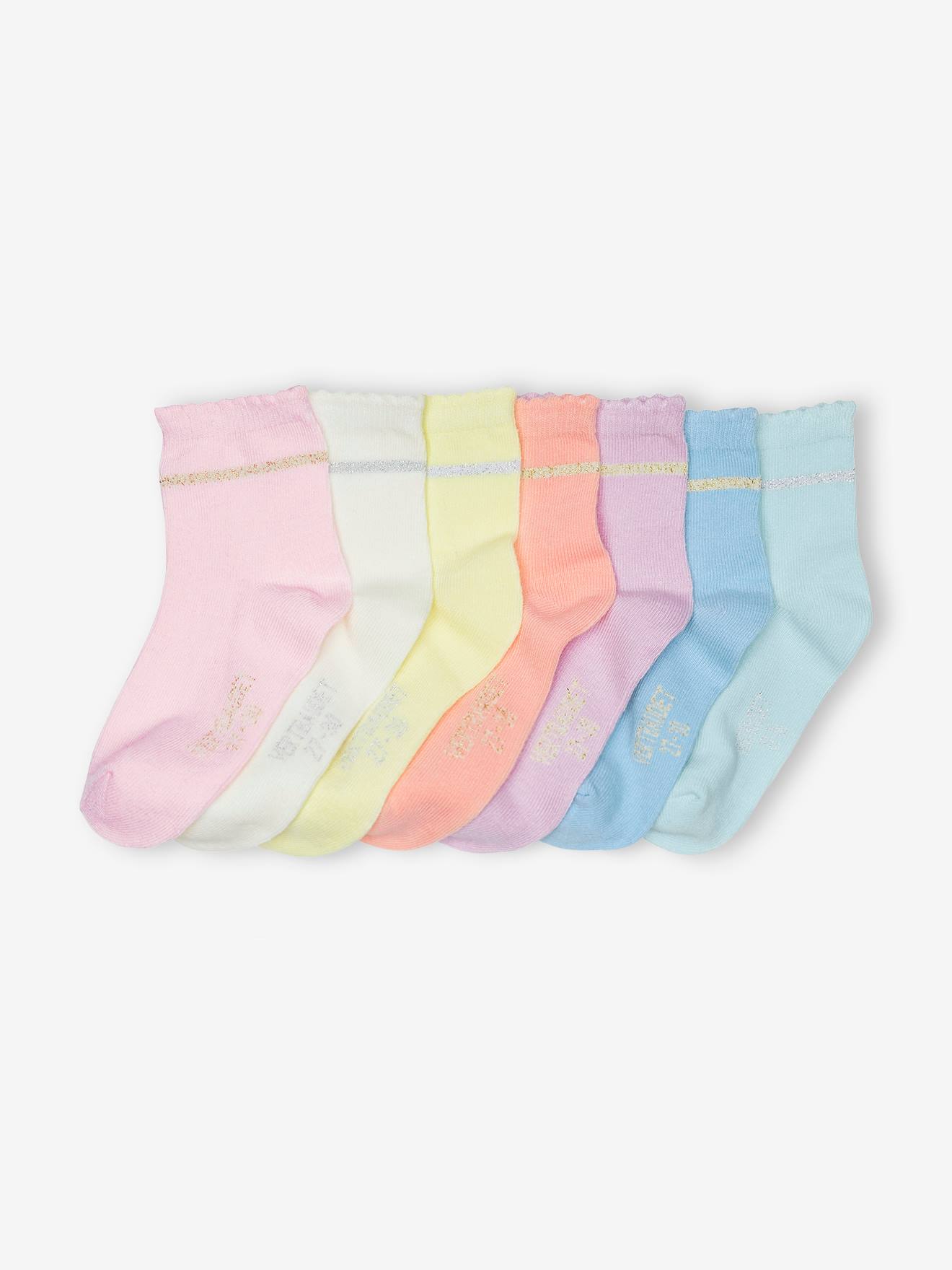 Pack of 7 Pairs of Socks for Girls rose
