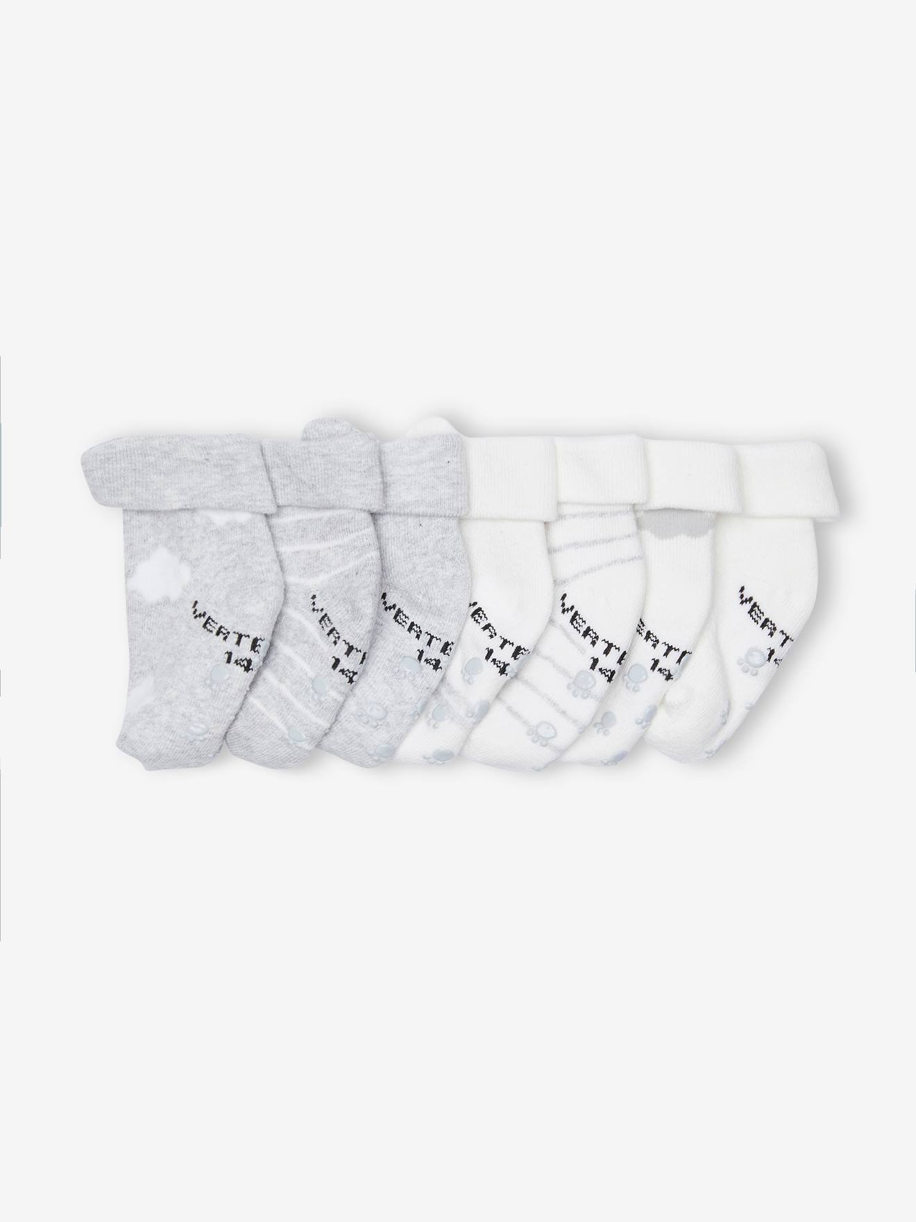 Pack of 7 Pairs of "Clouds & Bears" Socks for Babies marl grey