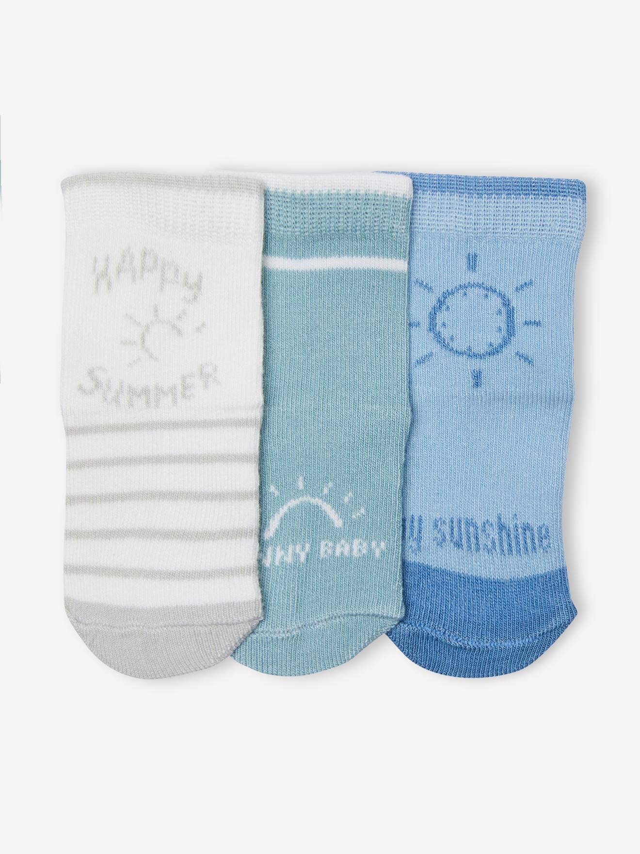 Pack of 3 Pairs of "Sunny" Socks for Babies azure