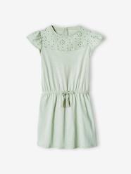 Girls-Dresses-Dress with Details in Broderie Anglaise for Girls