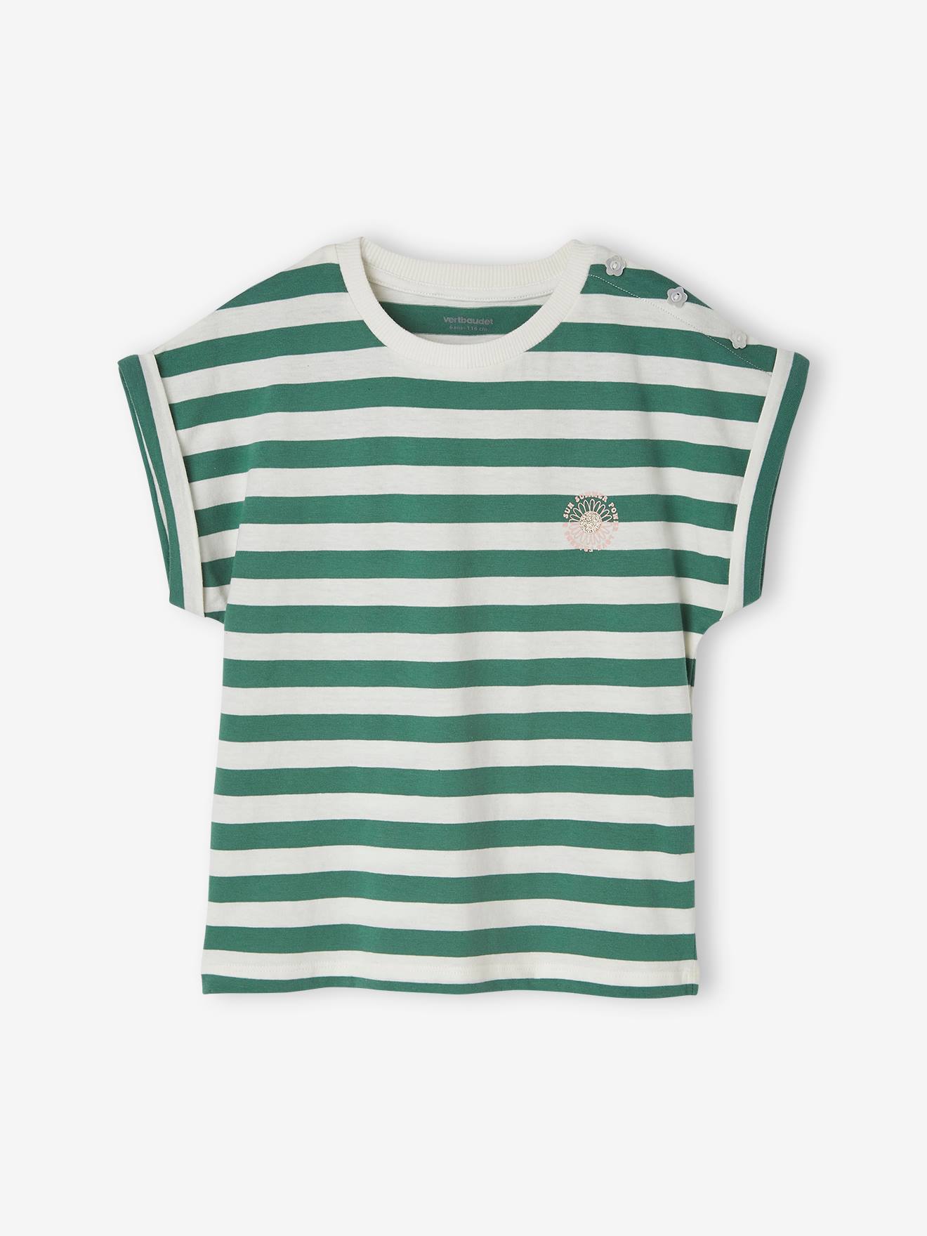 Striped T-Shirt for Girls striped green