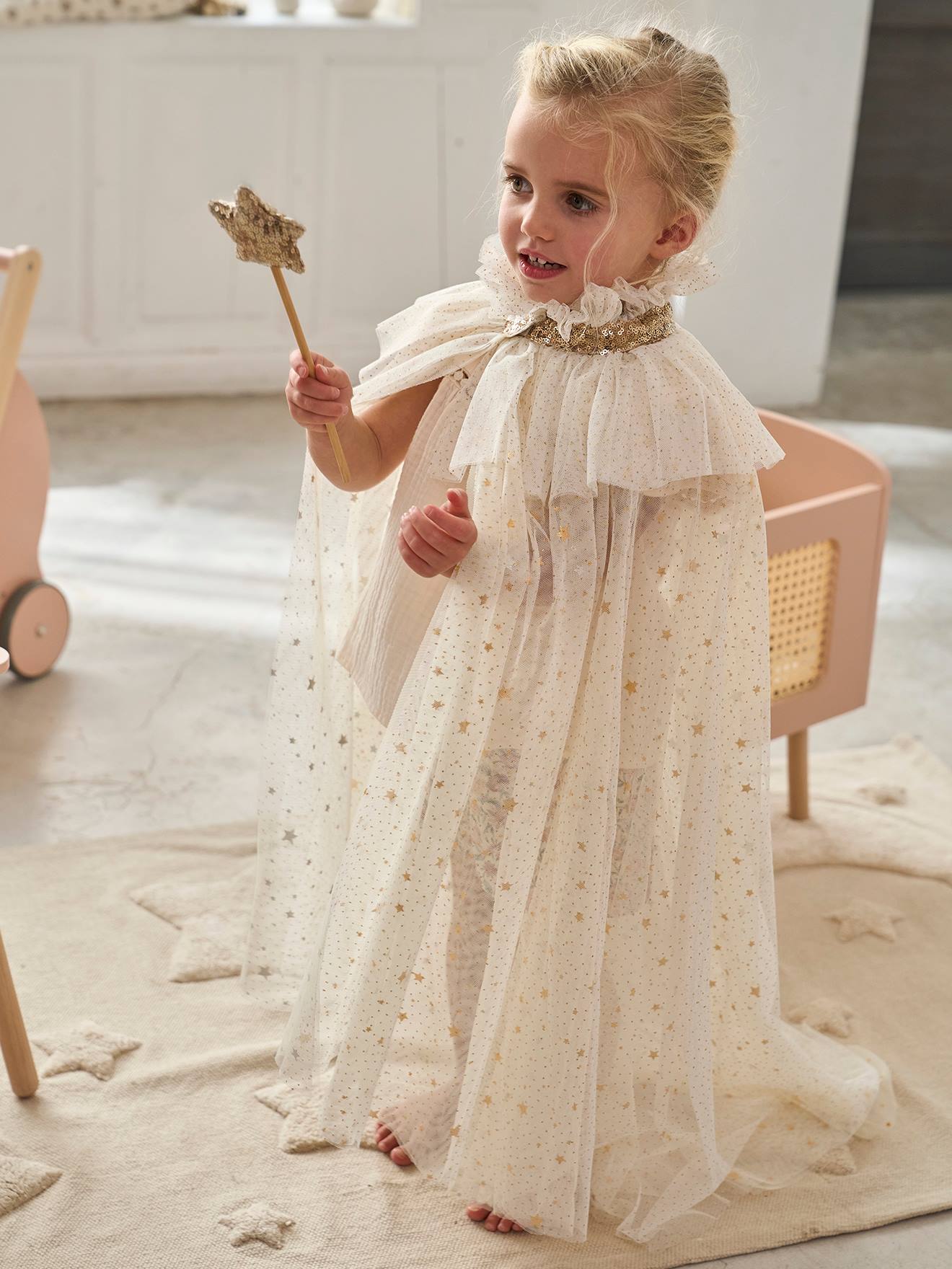 Glittery Cape + Wand - white light solid with design, Toys | Vertbaudet