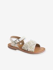 -Leather Sandals with Crossover Straps for Girls