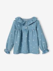 Girls-Denim Shirt with Floral Print, for Girls