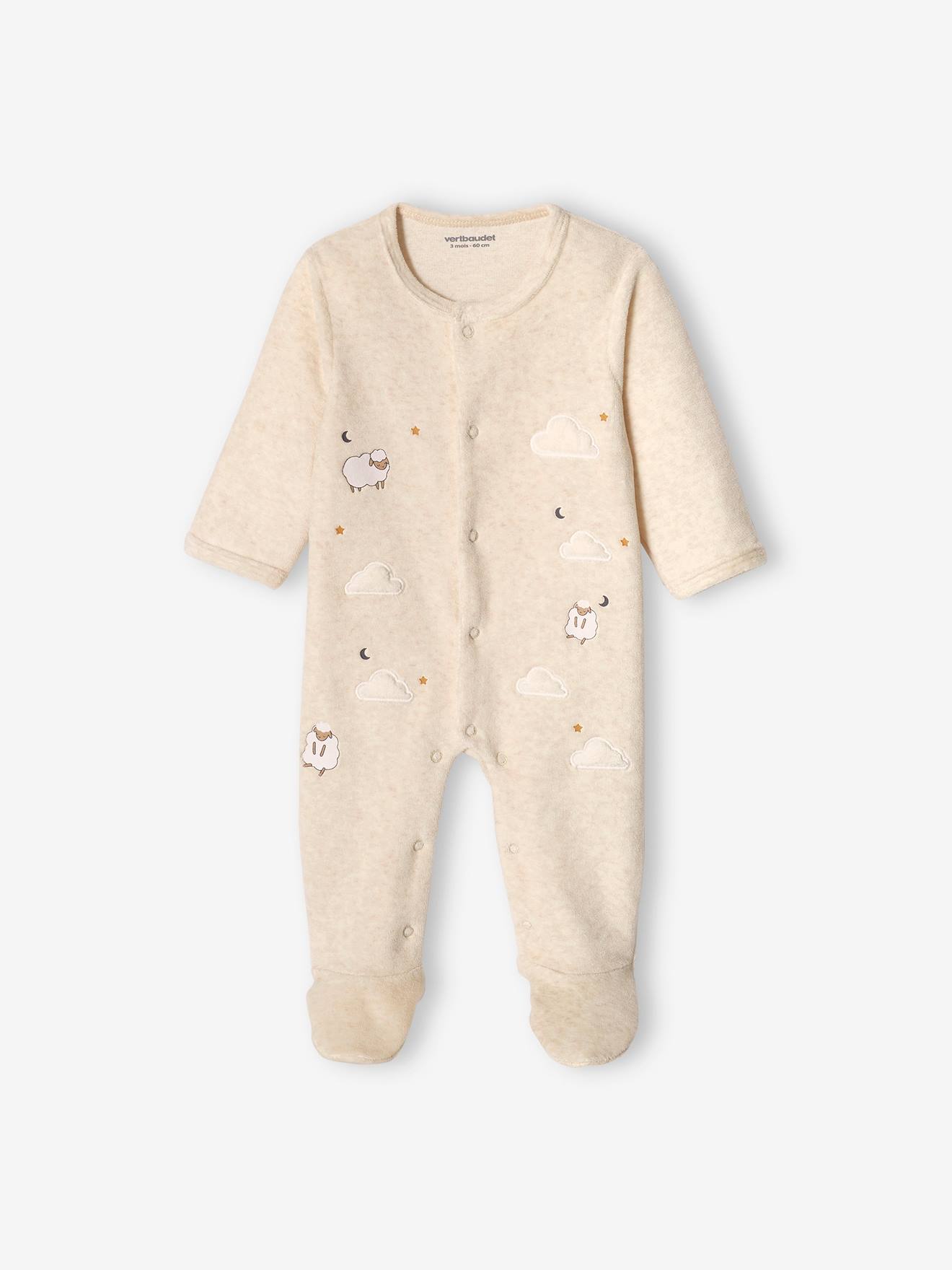 Velour Sleepsuit with Front Opening