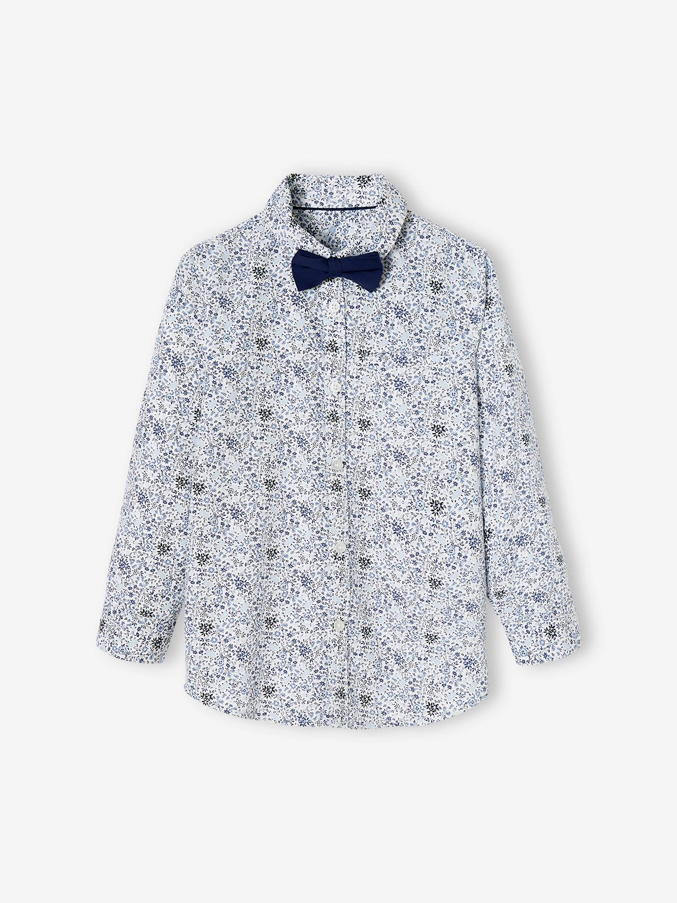 Floral Shirt & Bow Tie, for Boys printed blue