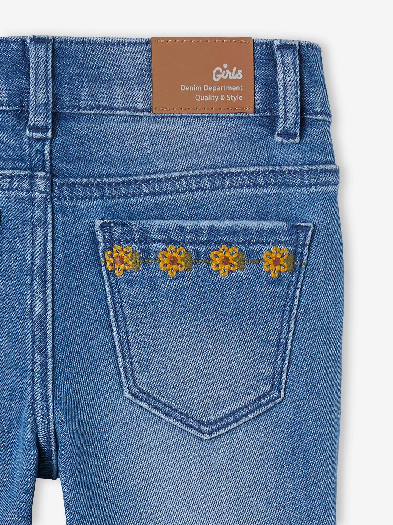 ohyeahrock Vintage Embroidered Floral Jeans, Blue Embroidered Denim Pants, Handmade Boho Jeans, Summer Cropped Pants, Soft Cotton Jeans, Gift for Her