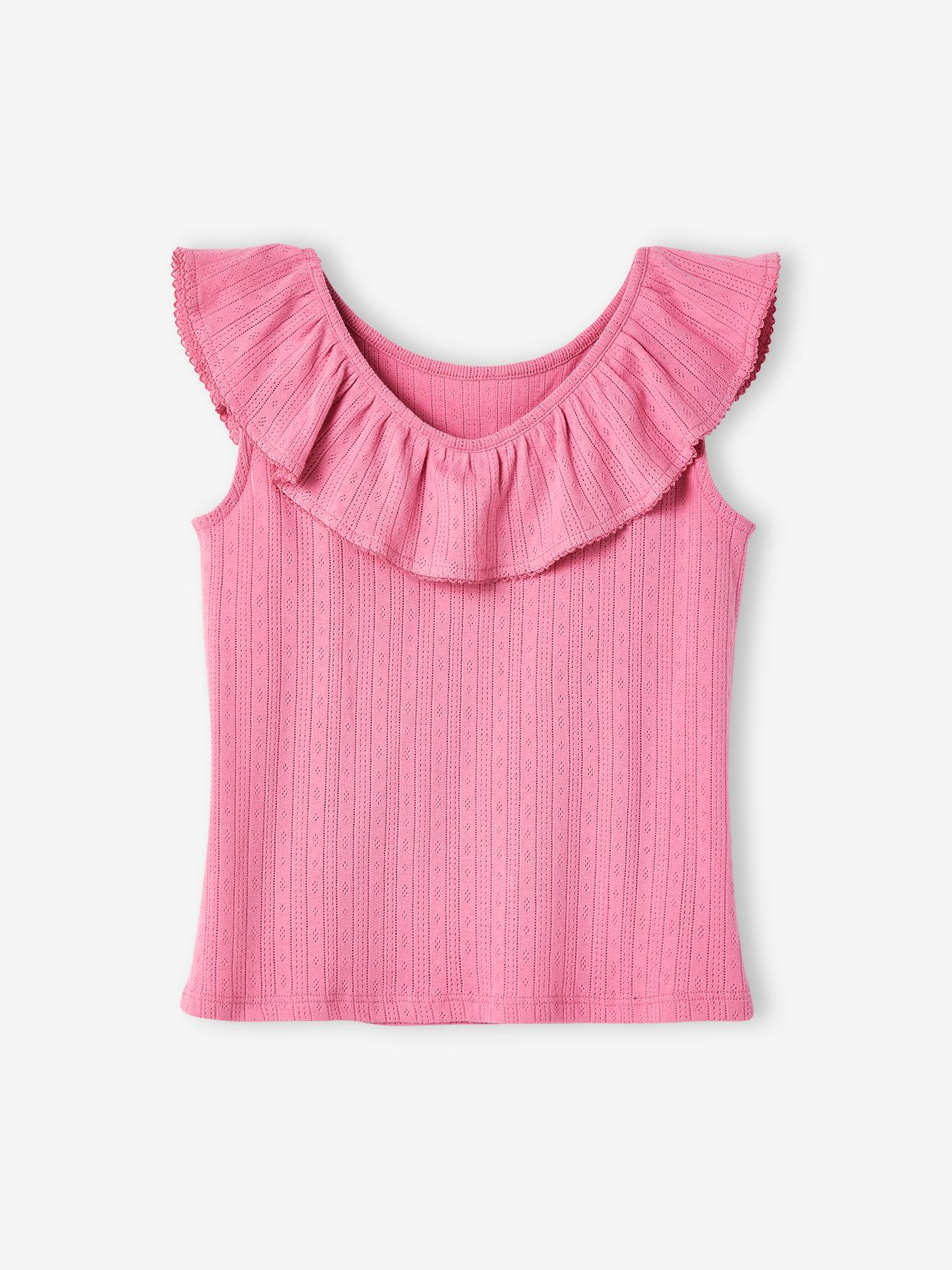 Pink frilly top deals