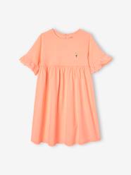 Girls-Short Sleeve Dress in Broderie Anglaise, for Girls