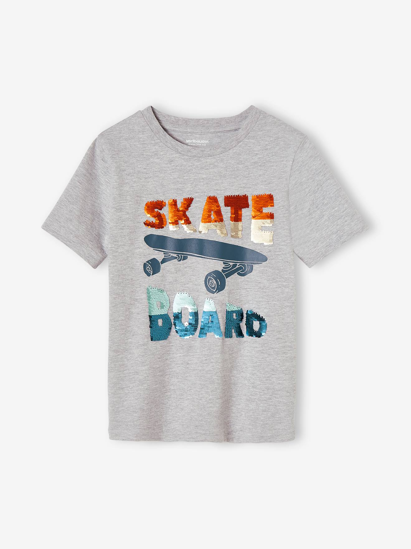 Sequinned T-Shirt for Boys marl grey