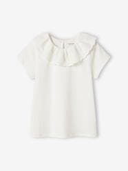 -Top with Frilled Collar in Broderie Anglaise for Girls
