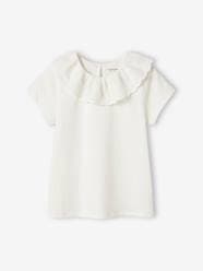 Top with Frilled Collar in Broderie Anglaise for Girls