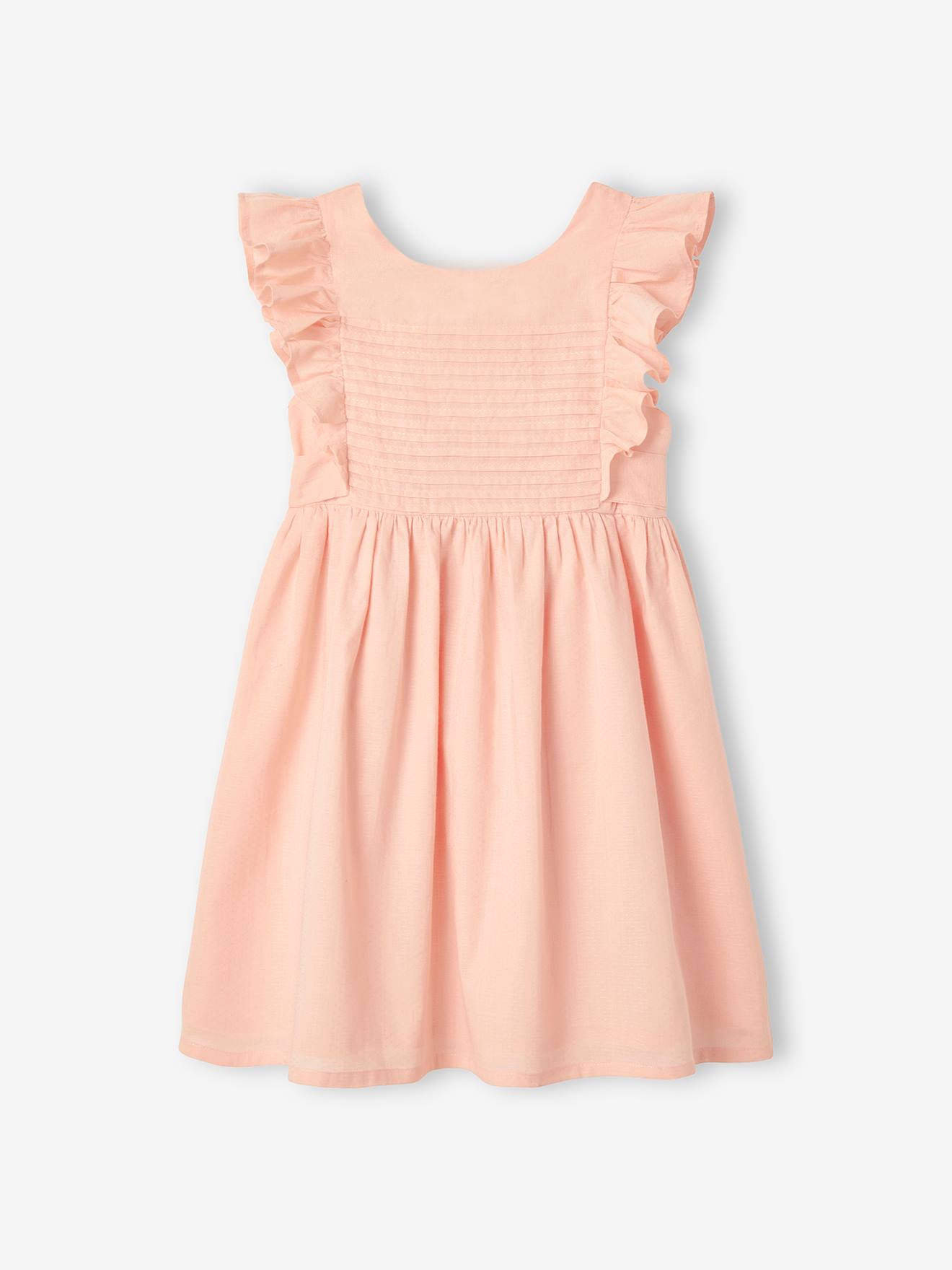 Occasion Wear Frilly Dress with Open Back for Girls coral