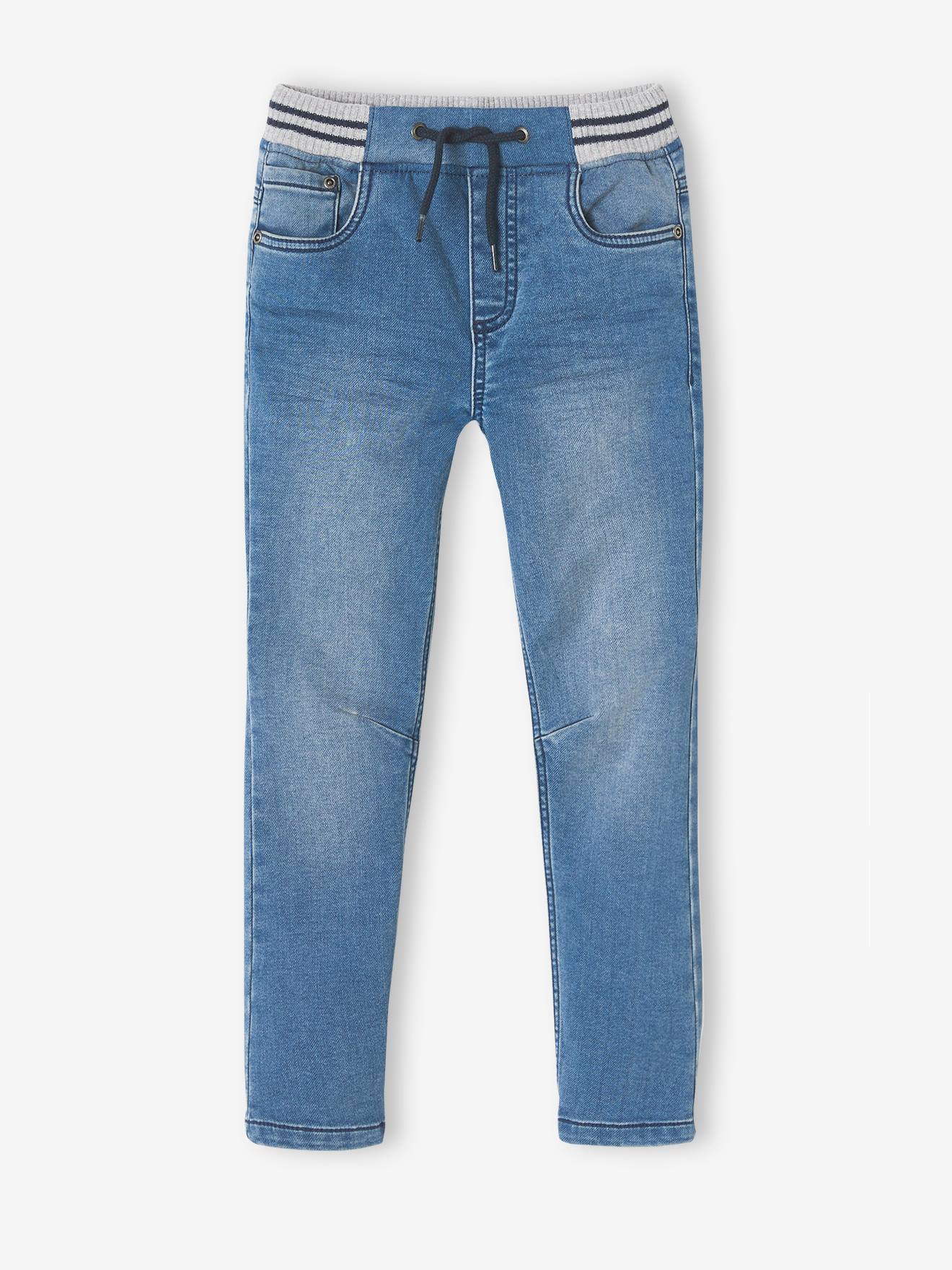 Straight Cut Denim-Effect Fleece Trousers
