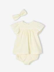 3-Piece Set: Dress + Bloomer Shorts + Hairband for Babies