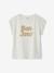 T-Shirt with Message in Flower Motifs for Girls coral+ecru+pale yellow+sky blue 