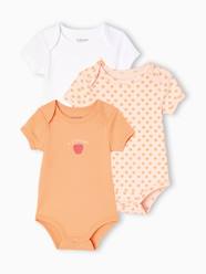 Baby-Bodysuits & Sleepsuits-Pack of 3 Short Sleeve Bodysuits, Cutaway Shoulders, For Babies