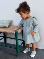 Baby-Fleece Dress, Broderie Anglaise Ruffle, for Babies