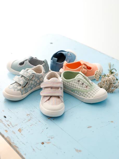 Touch-Fastening Trainers in Canvas for Baby Girls BLUE LIGHT ALL OVER PRINTED+printed pink+printed violet+rose+White 