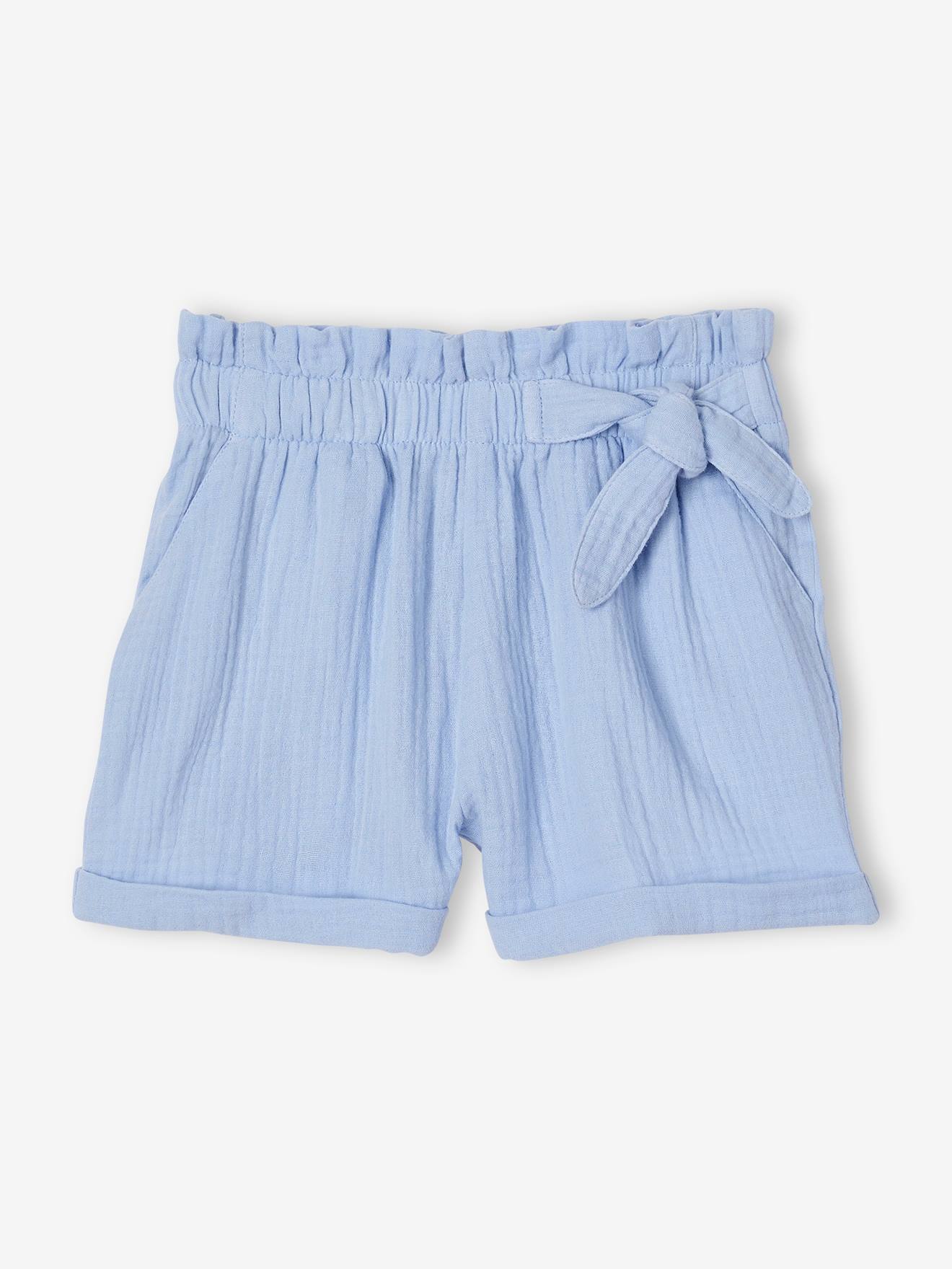 Paperbag Shorts in Cotton Gauze