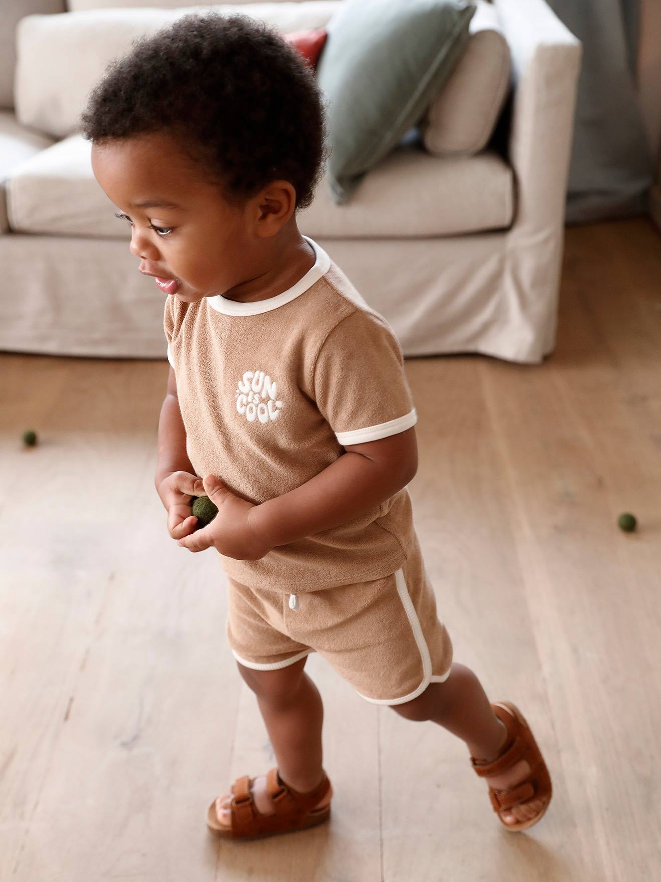 Terry Cloth Shorts + T-Shirt Ensemble
