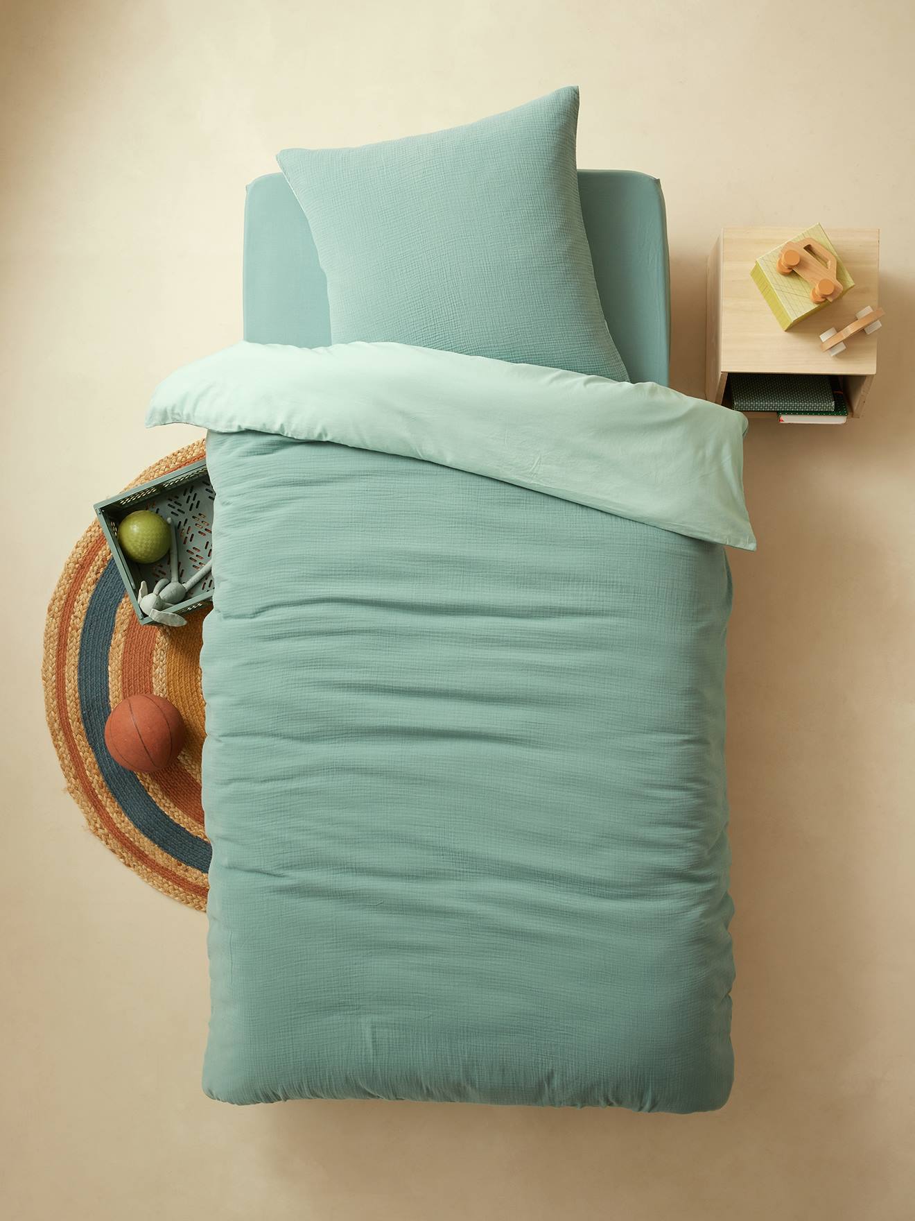Two-Tone Duvet Cover + Pillowcase Set in Cotton Gauze