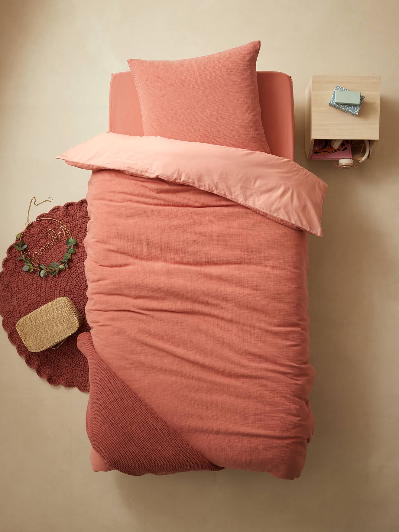 Two-Tone Duvet Cover + Pillowcase Set in Cotton Gauze