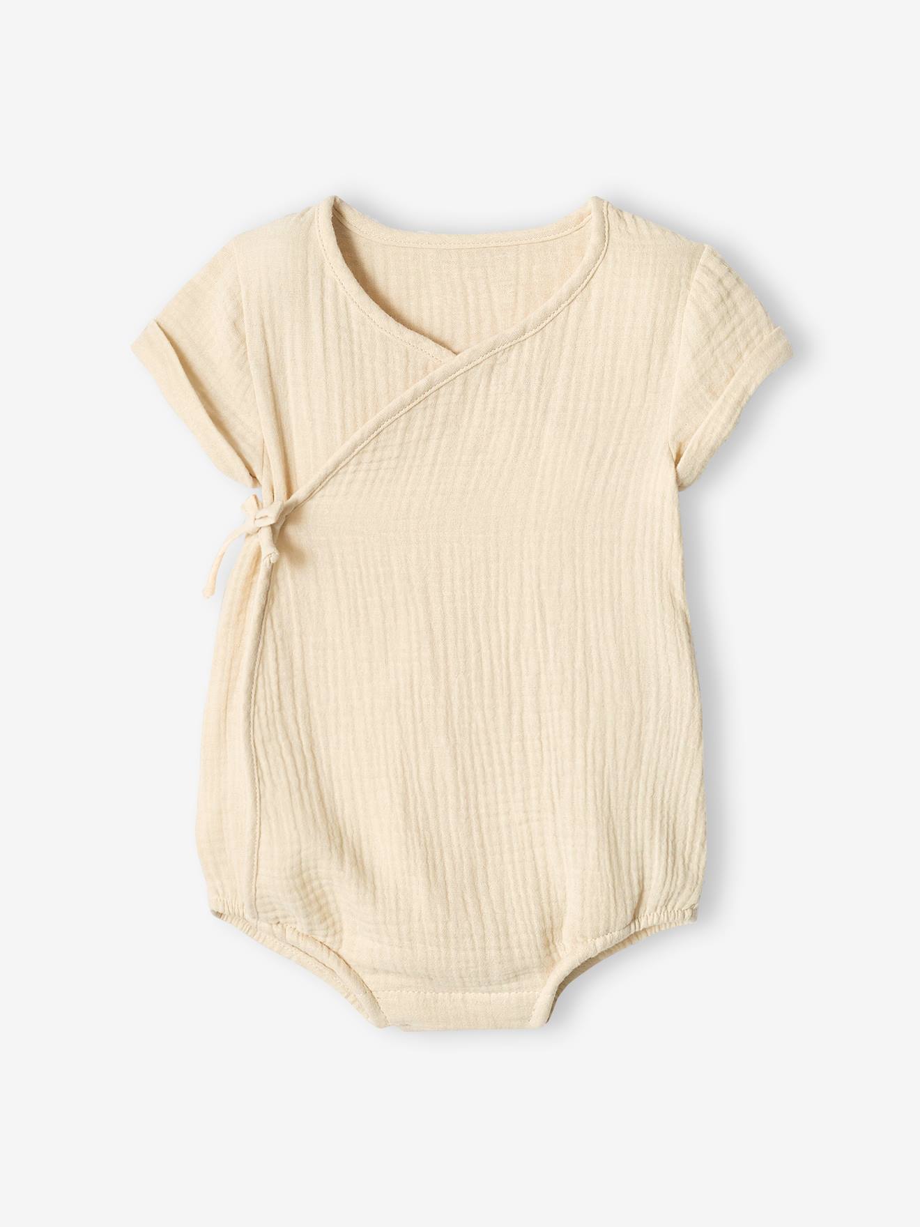 Cotton Gauze Bodysuit for Newborn Babies pearly grey