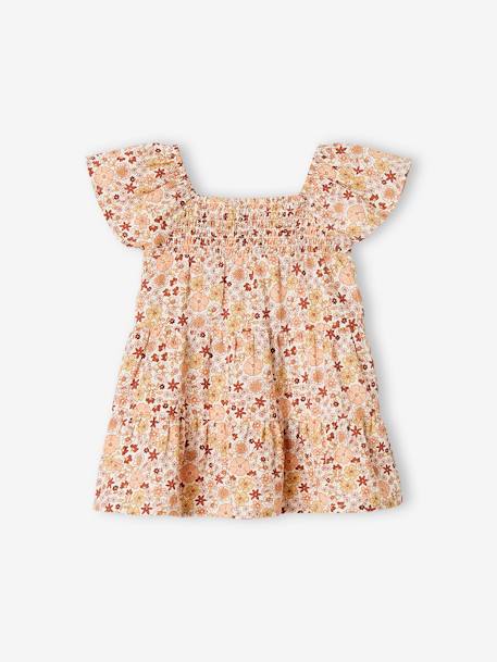 Floral Dress with Smocking for Babies ecru 