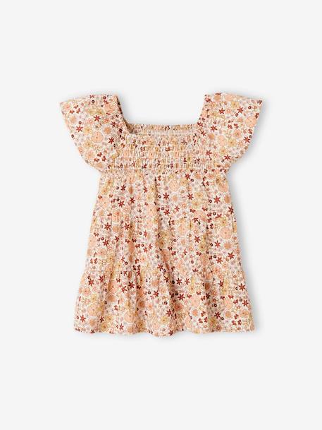 Floral Dress with Smocking for Babies ecru 