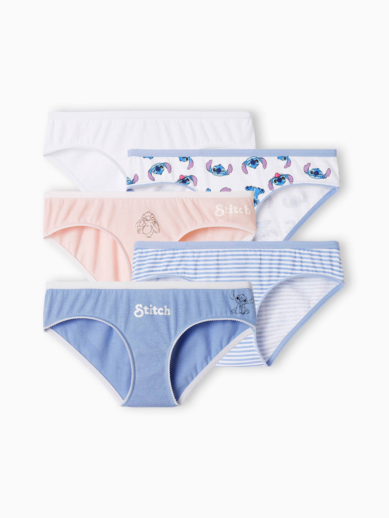 Pack of 5 Stitch Briefs for Girls, by Disney(r) sky blue