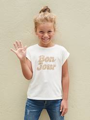 -T-Shirt with Message in Flower Motifs for Girls