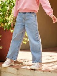 Girls-Wide-Leg Jeans, Frayed Hems, for Girls