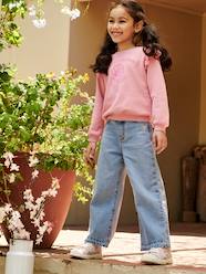 Girls-Wide-Leg Jeans, Frayed Hems, for Girls