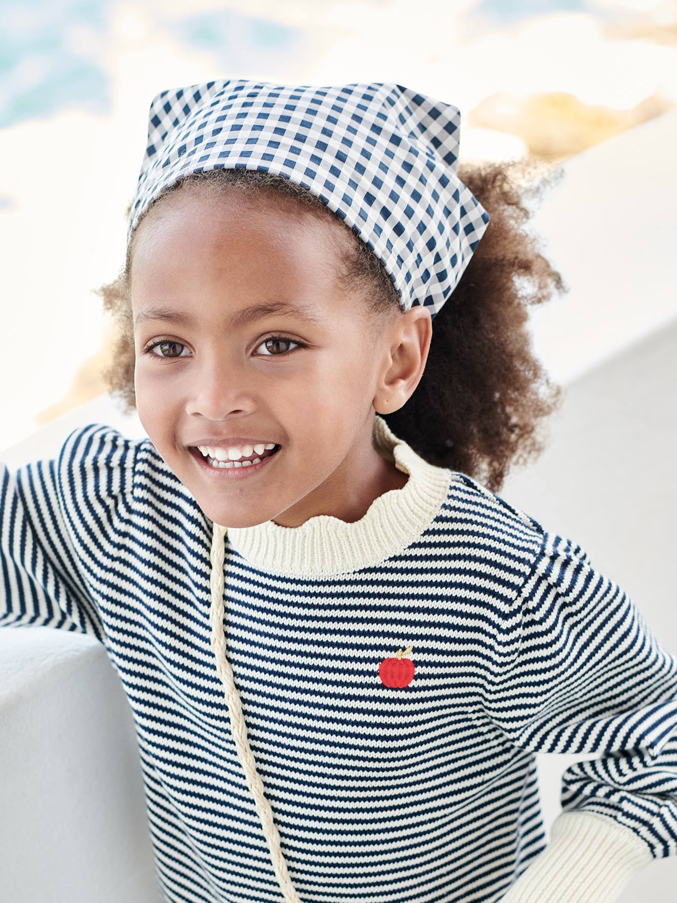 Gingham Print Kerchief-Style Headband