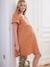 Embroidered Cotton Gauze Dress, Maternity & Nursing Special ecru+terracotta 