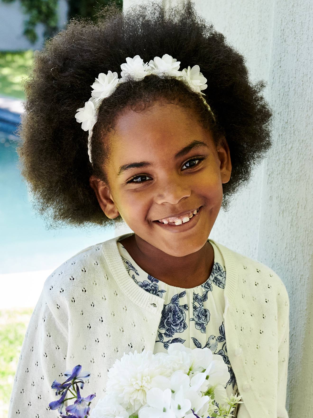 Braided Headband with Tulle Flowers