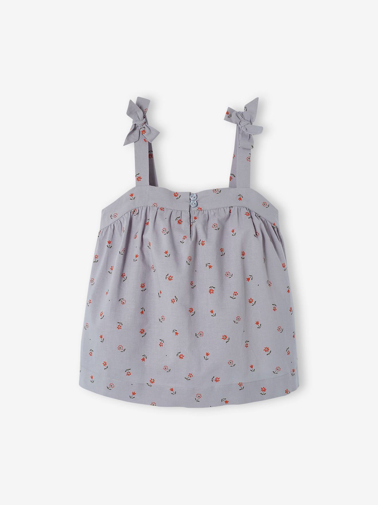 Blouse with Straps & Floral Print